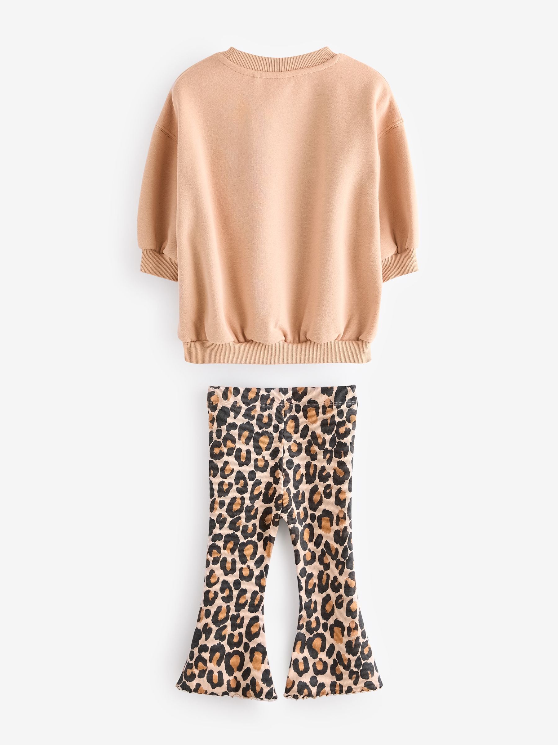 Brown Teddy Sweatshirt and Flare Leggings Set (3mths-7yrs)