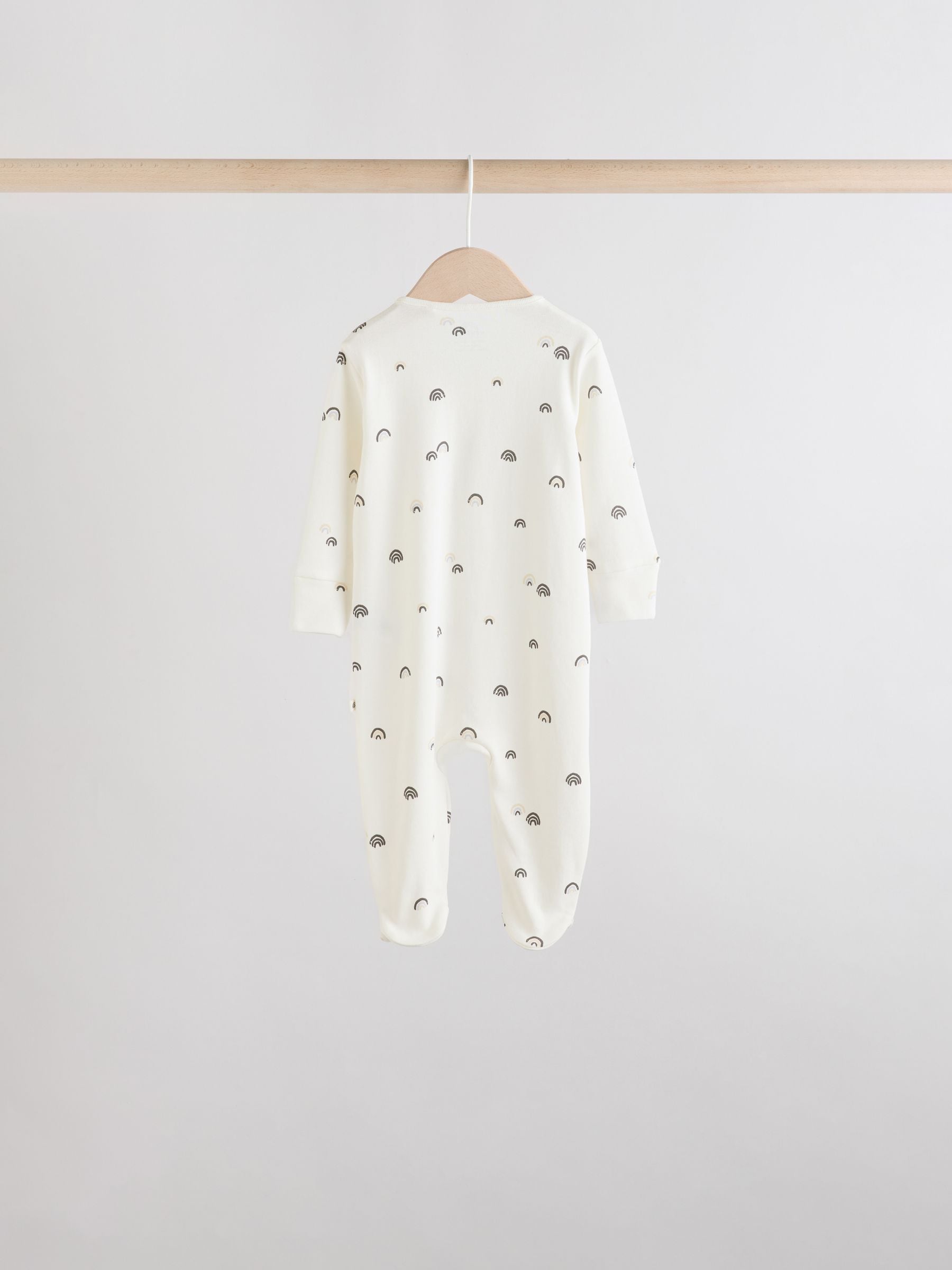 White/Black Two Way Zip Baby Sleepsuits 4 Pack
