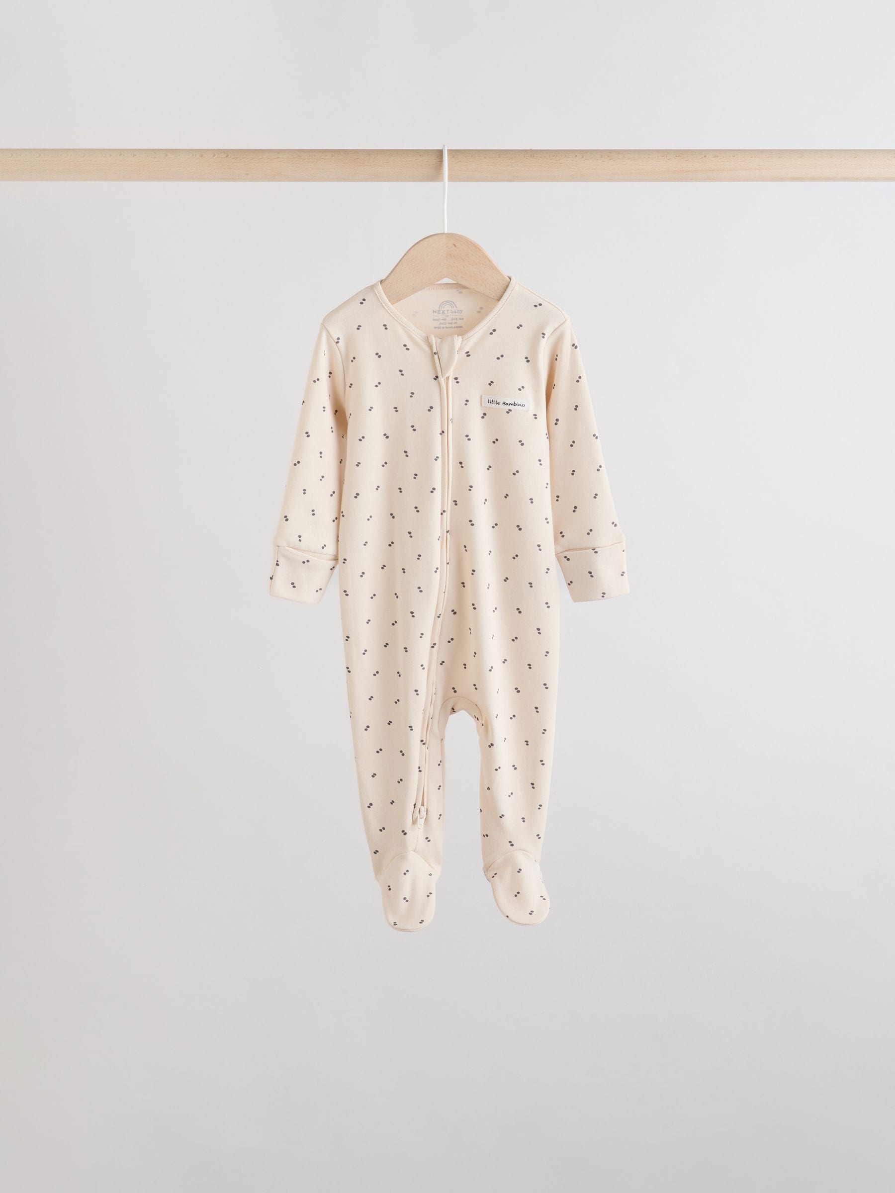 White/Black Two Way Zip Baby Sleepsuits 4 Pack