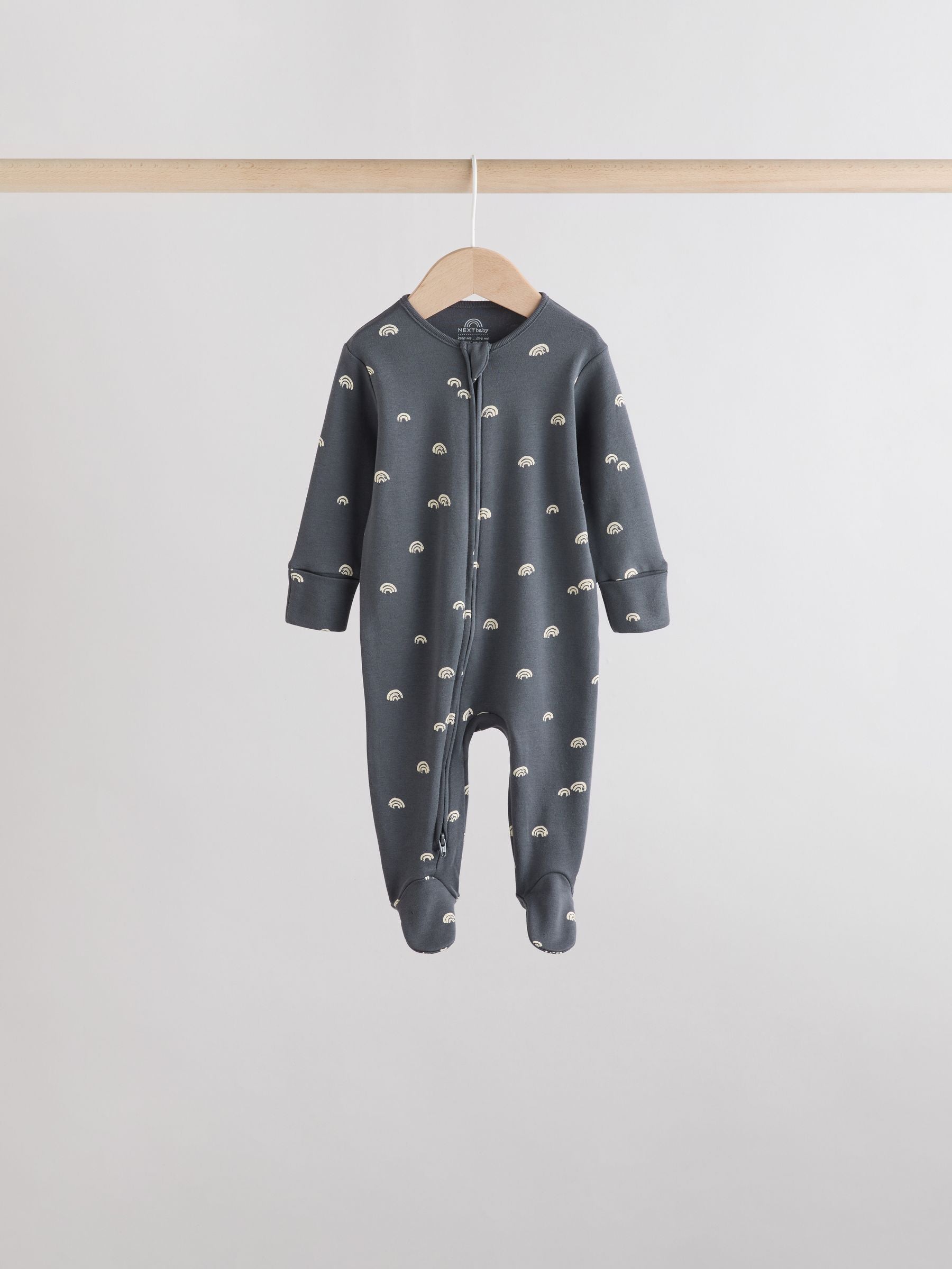 White/Black Two Way Zip Baby Sleepsuits 4 Pack