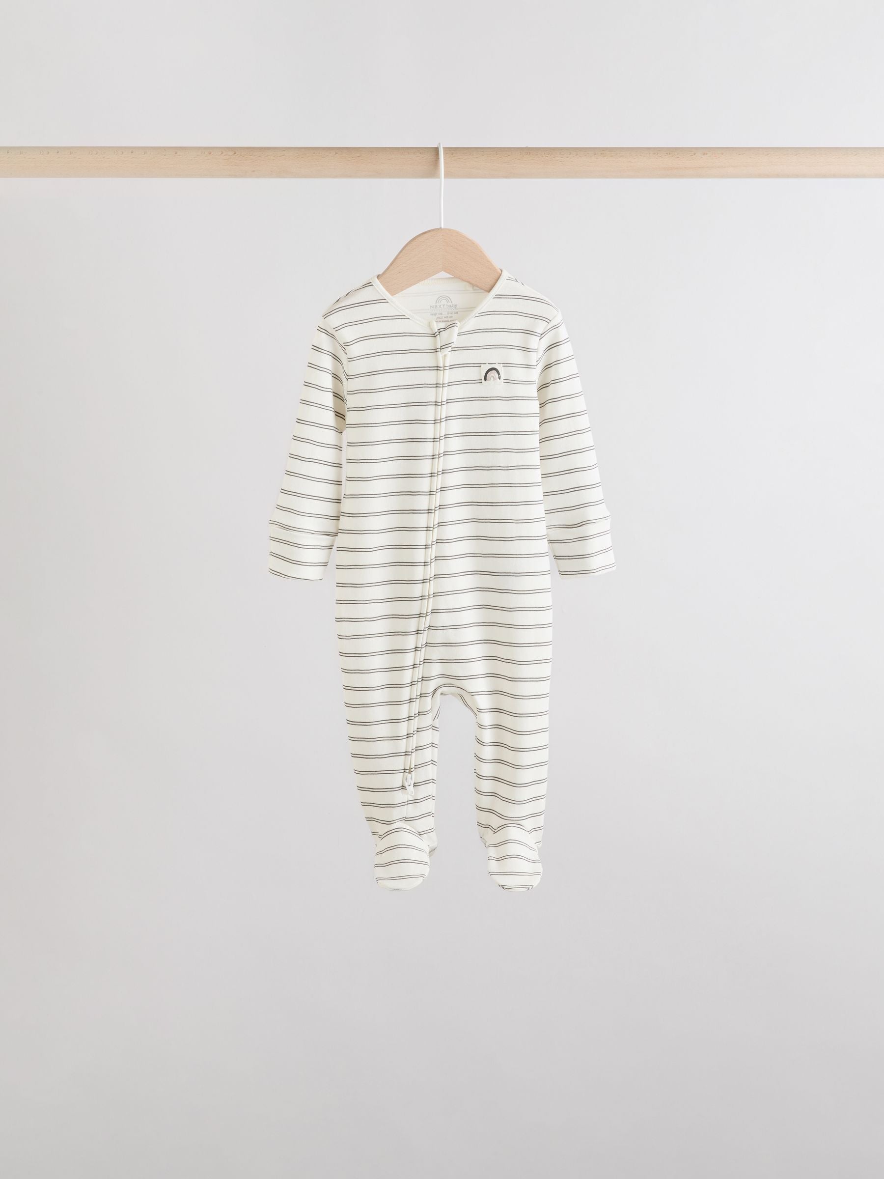White/Black Two Way Zip Baby Sleepsuits 4 Pack