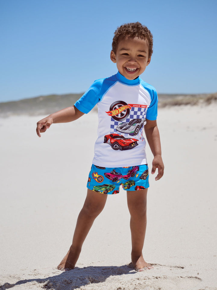 Hot Wheels Rash Vest and Swim Shorts Set (3mths-7yrs)