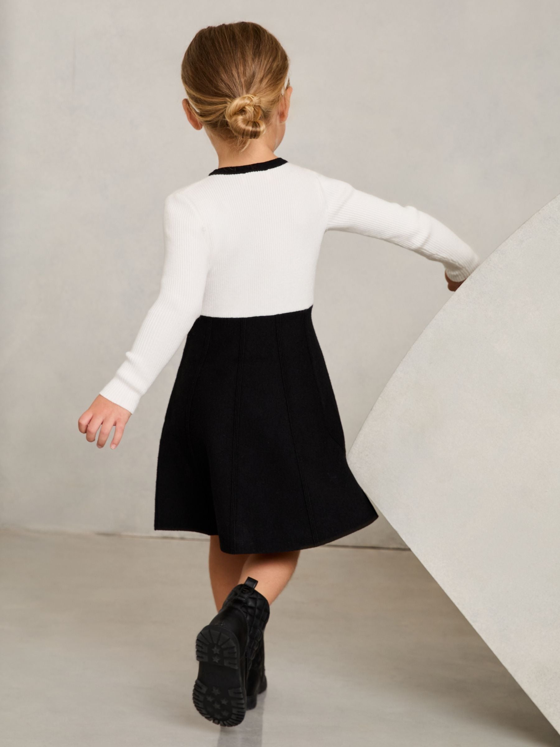 Lipsy Black/White Mini Knitted 2-in-1 Dress (2-5yrs)