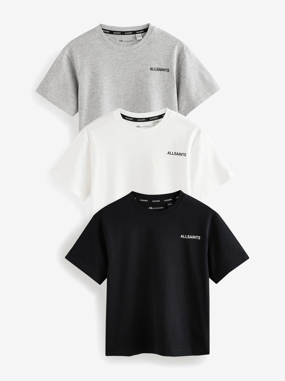smALLSAINTS Black/White Boys Logo Crew Relaxed T-Shirts 3 Pack