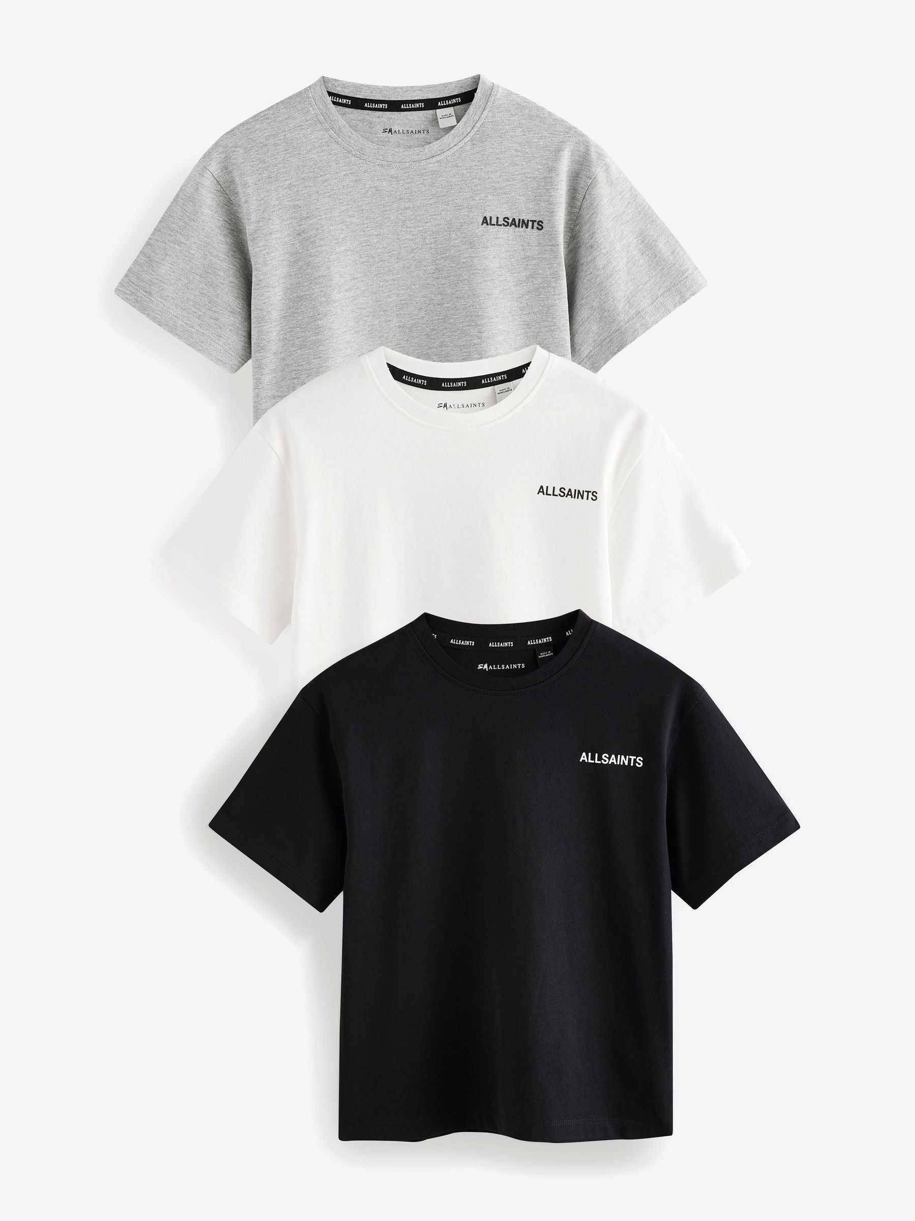smALLSAINTS Black/White Boys Logo Crew Relaxed T-Shirts 3 Pack