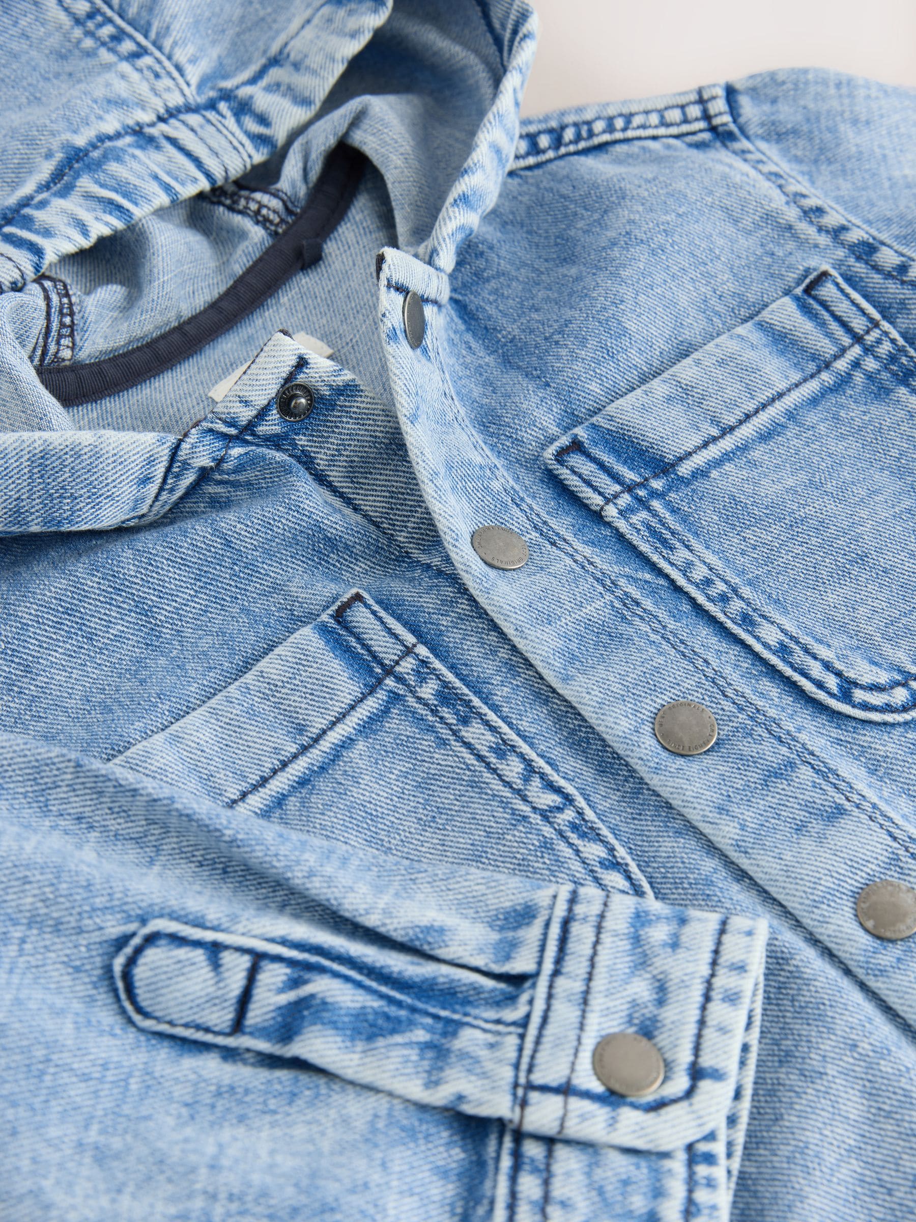 Mid Blue Denim Hooded Overshirt (3mths-7yrs)