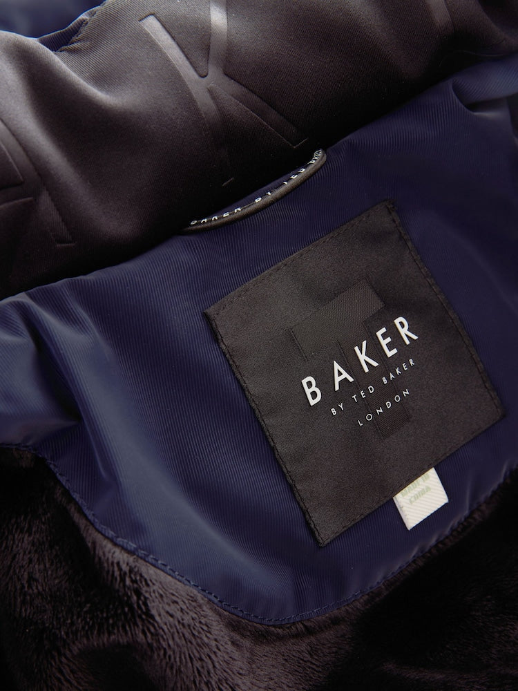 Baker by Ted Baker Navy Shower Resistant Bow Front Padded Coat