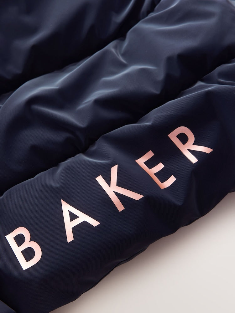 Baker by Ted Baker Navy Shower Resistant Bow Front Padded Coat