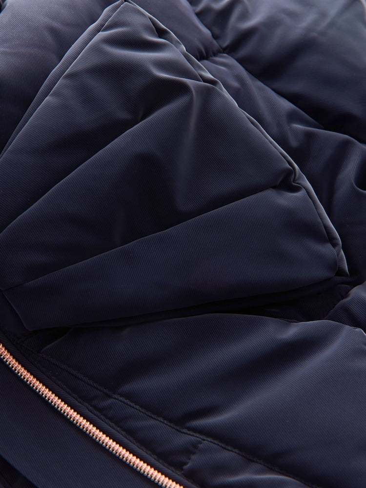 Baker by Ted Baker Navy Shower Resistant Bow Front Padded Coat