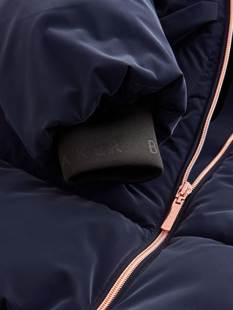 Baker by Ted Baker Navy Shower Resistant Bow Front Padded Coat