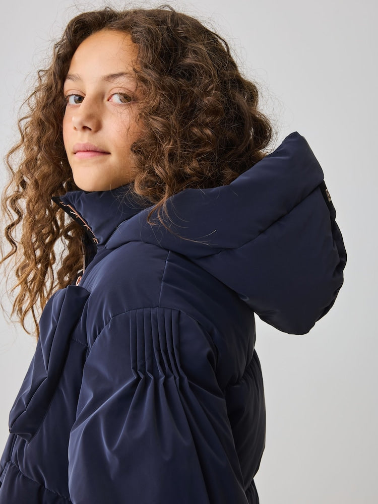 Baker by Ted Baker Navy Shower Resistant Bow Front Padded Coat