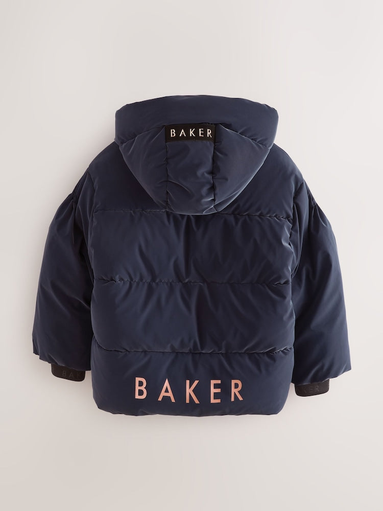 Baker by Ted Baker Navy Shower Resistant Bow Front Padded Coat