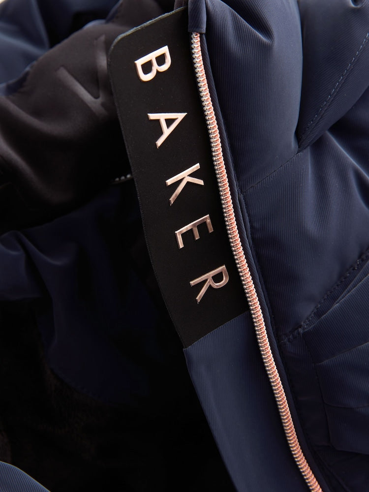 Baker by Ted Baker Navy Shower Resistant Bow Front Padded Coat