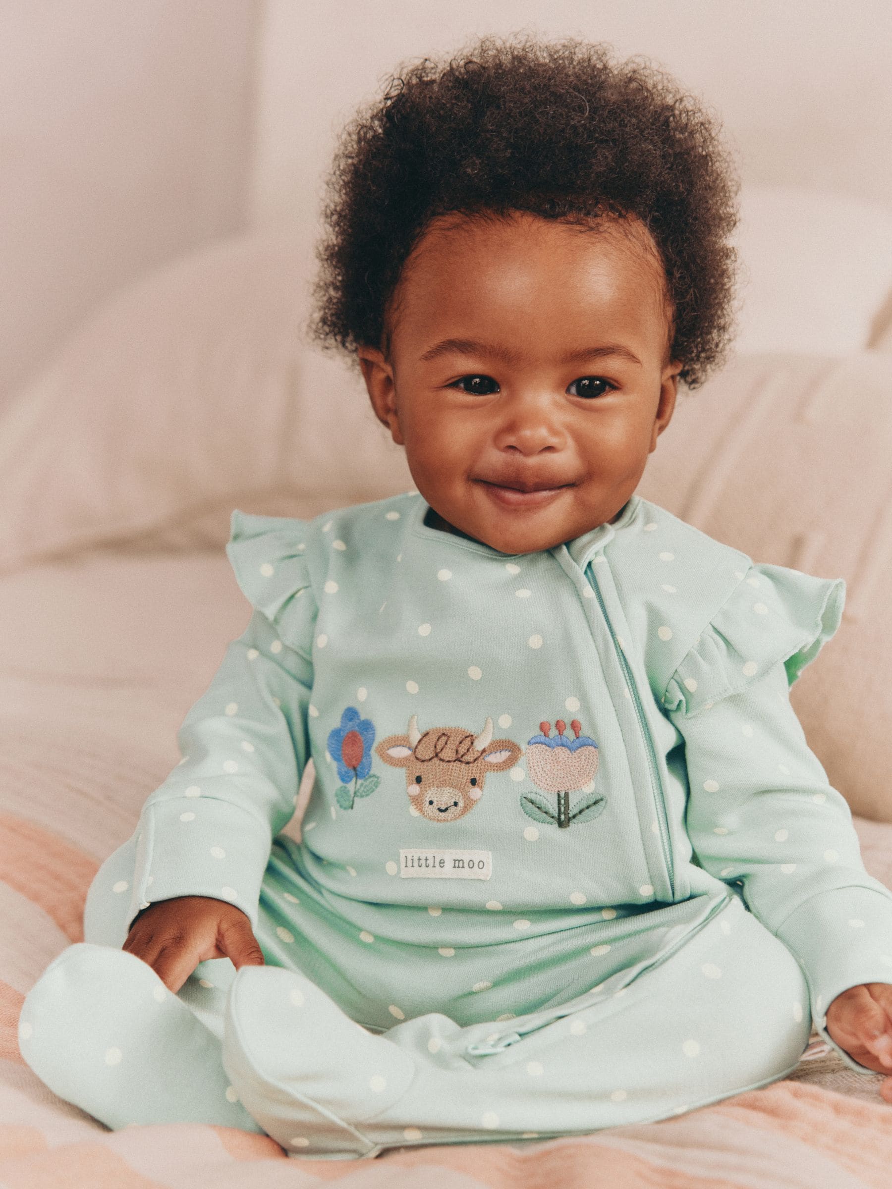 Sage Green Two Way Zip Sleepsuits 3 Pack (0mths-2yrs)
