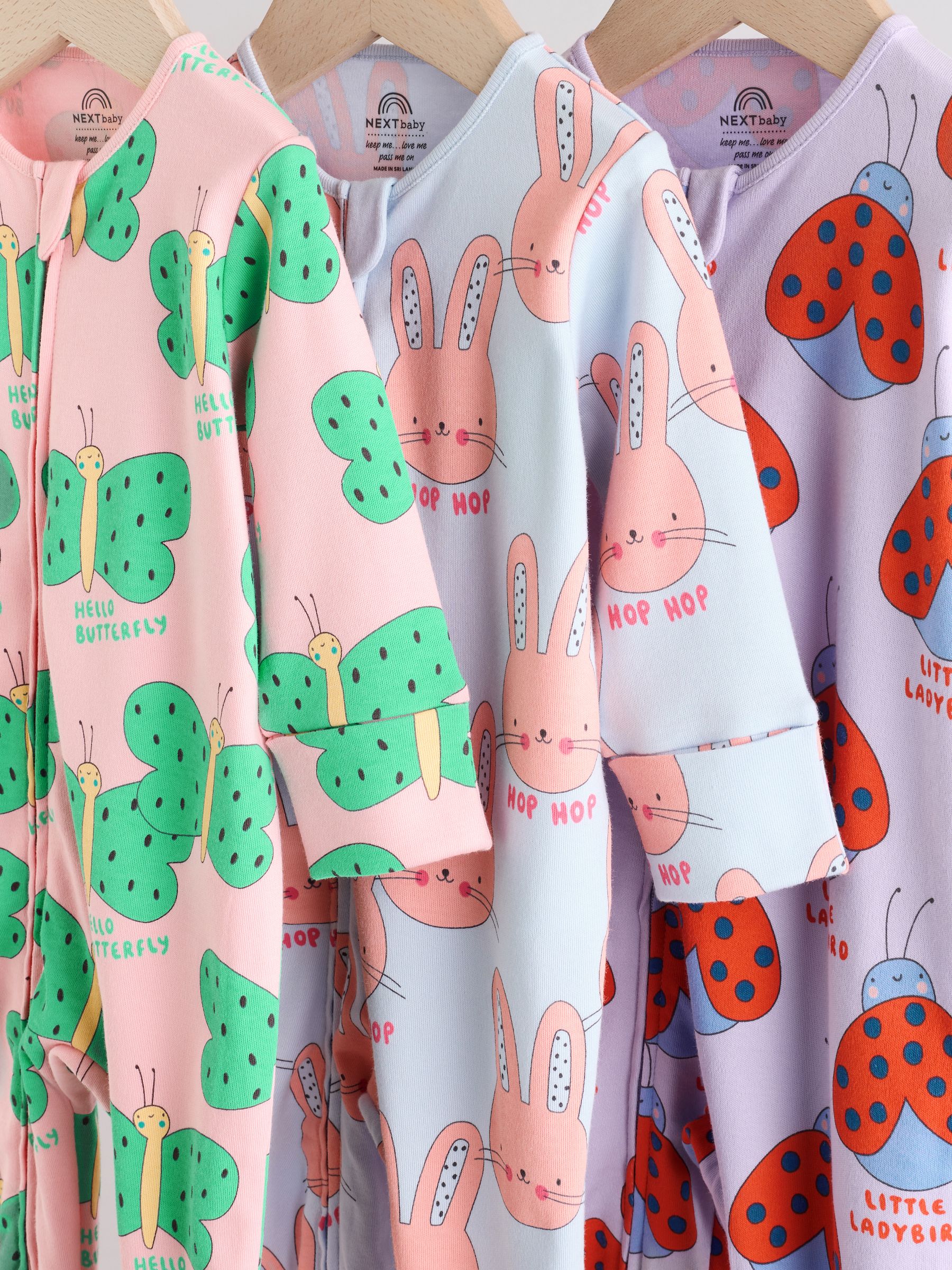 Bright Two Way Zip Sleepsuits 3 Pack (0mths-2yrs)