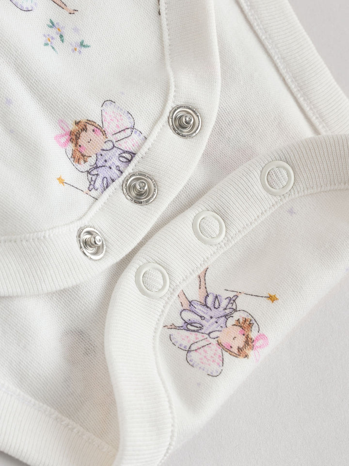 Ecru Fairy Short Sleeve Bodysuits 5 Pack immediate