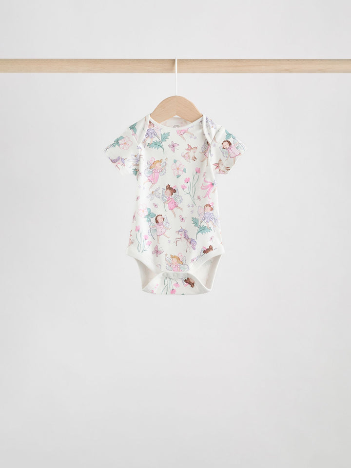 Ecru Fairy Short Sleeve Bodysuits 5 Pack immediate