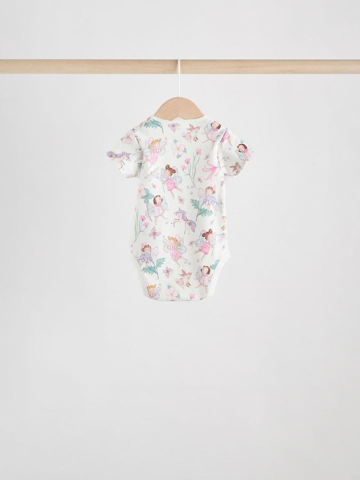 Ecru Fairy Short Sleeve Bodysuits 5 Pack immediate