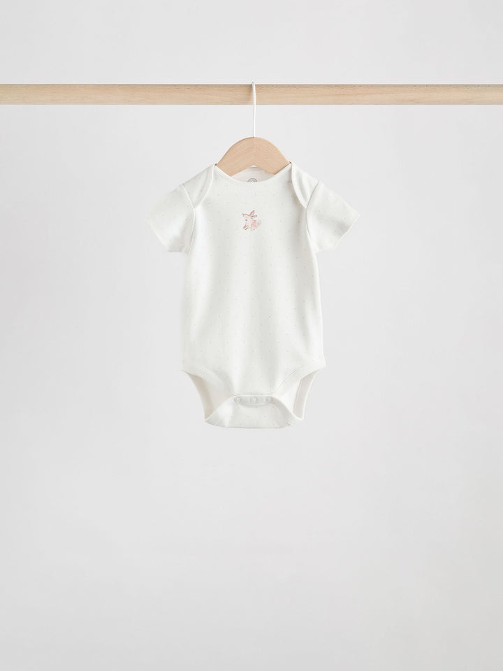 Ecru Fairy Short Sleeve Bodysuits 5 Pack immediate