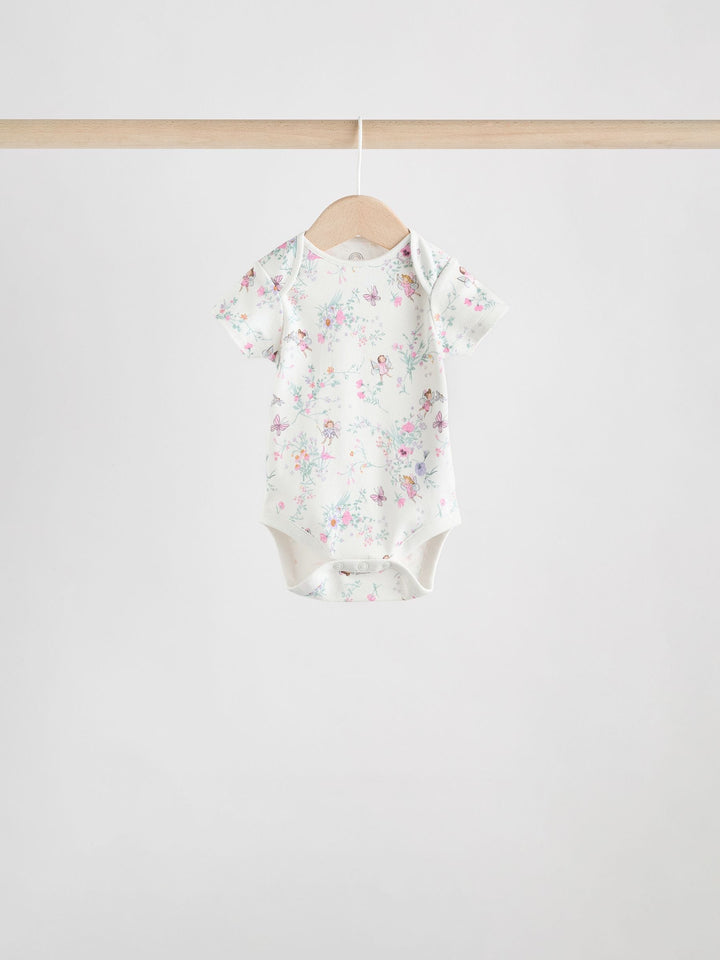 Ecru Fairy Short Sleeve Bodysuits 5 Pack immediate