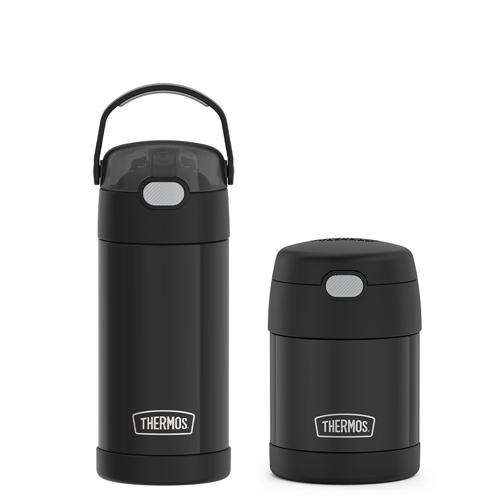 12oz FUNtainer¬Æ Water Bottle & 10oz Food Jar Bundle - Matte Black
