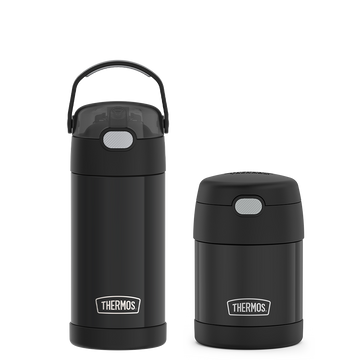 12oz FUNtainer¬Æ Water Bottle & 10oz Food Jar Bundle - Matte Black