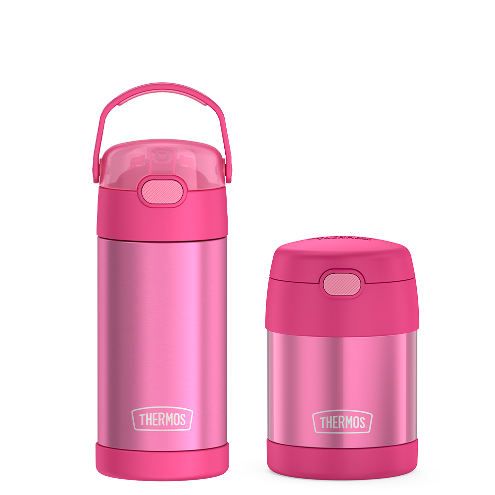 12oz FUNtainer¬Æ Water Bottle & 10oz Food Jar Bundle - Pink