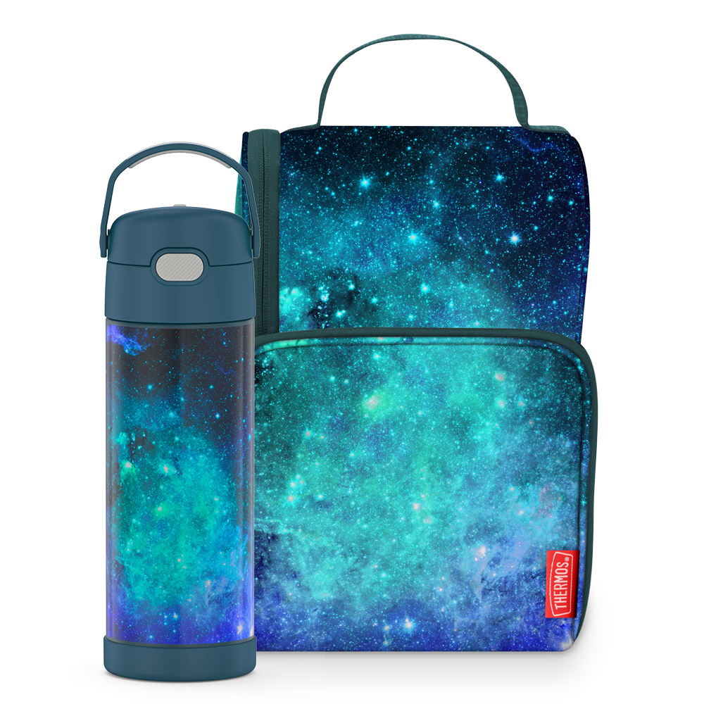 16oz FUNtainer¬Æ Water Bottle & Lunch Box Bundle - Galaxy Teal