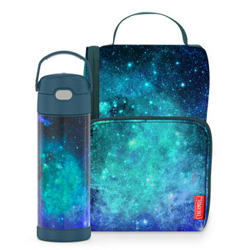 16oz FUNtainer¬Æ Water Bottle & Lunch Box Bundle - Galaxy Teal