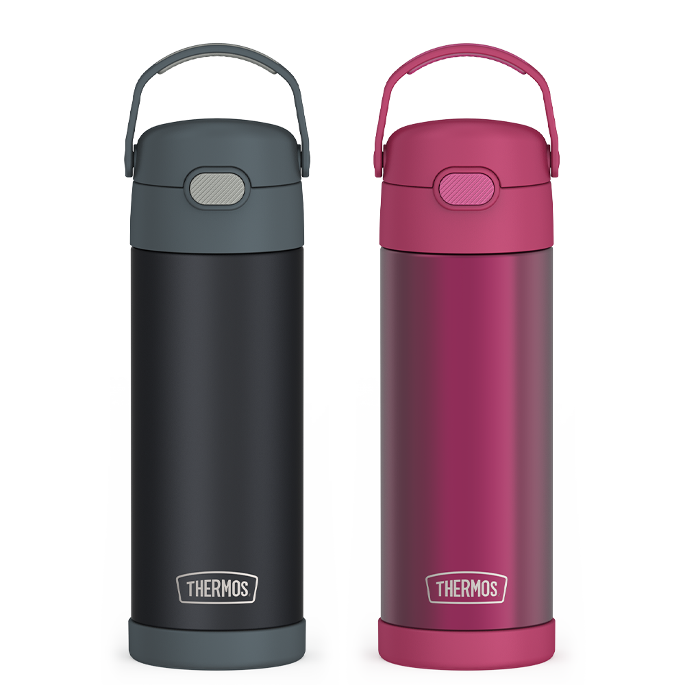 16oz FUNtainer¬Æ Water Bottles Translucent Charcoal & Rosewood Bundle