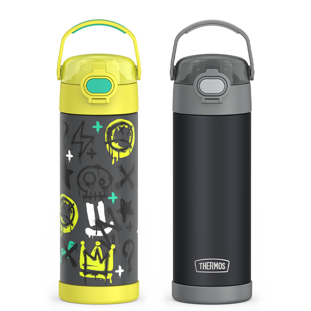 16oz FUNtainer¬Æ Water Bottles with Locking Lids Charcoal & Graffiti Bundle