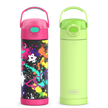 16oz FUNtainer¬Æ Water Bottles with Locking Lids Neon Lime & Graffiti Bundle