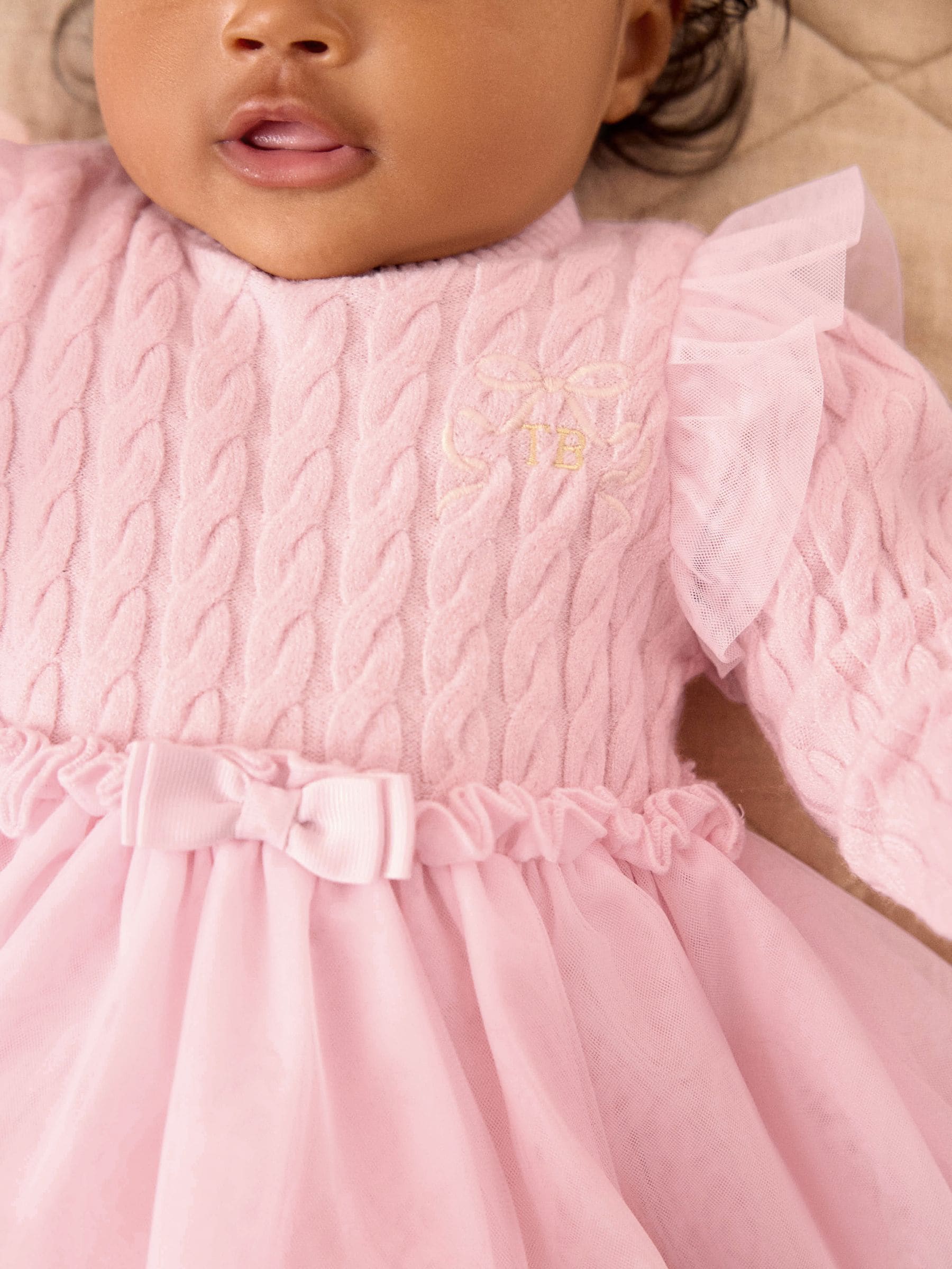 Baker by Ted Baker 2 Piece Pink Knitted Mesh Dresses & Tights Set