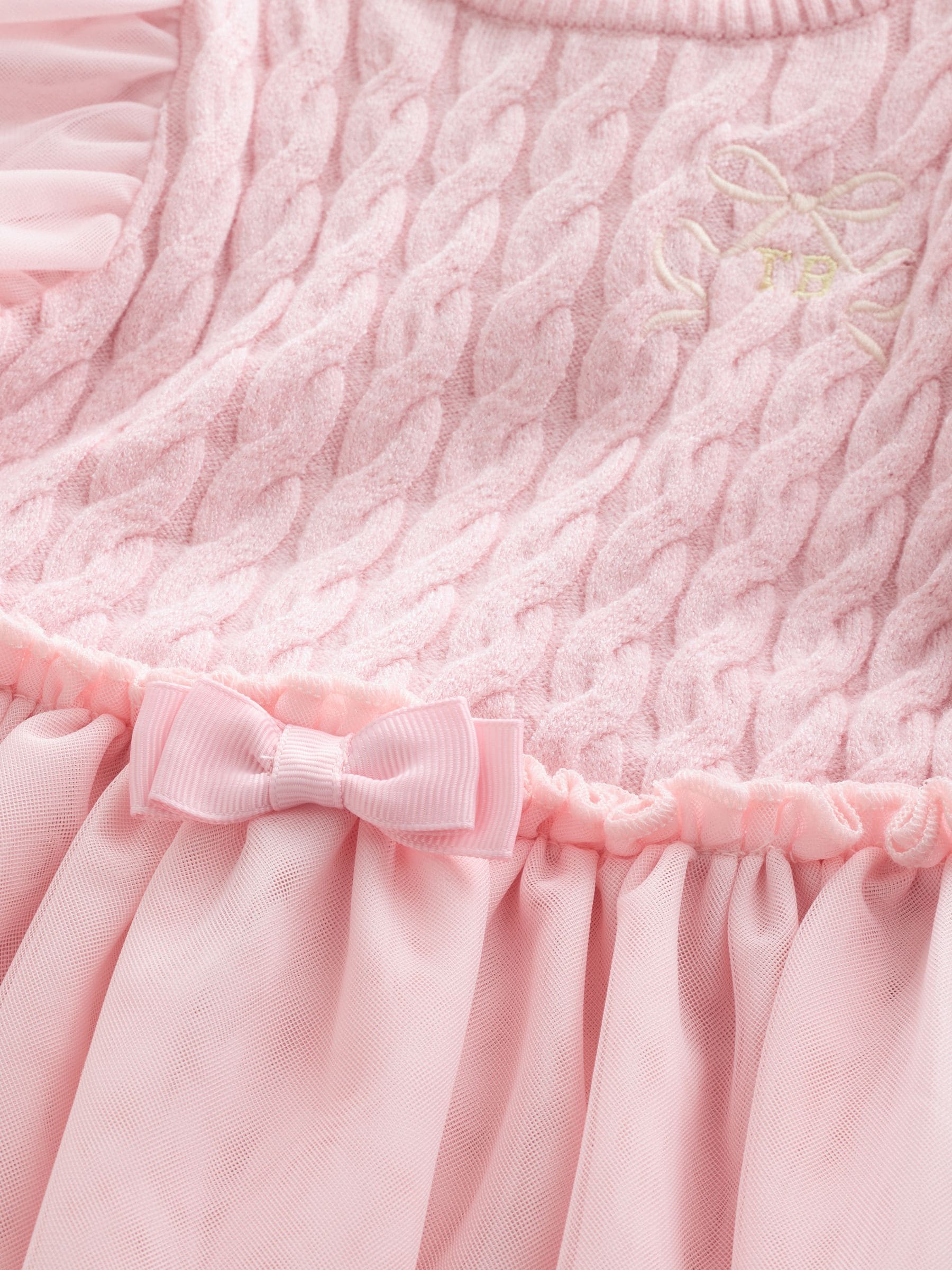 Baker by Ted Baker 2 Piece Pink Knitted Mesh Dresses & Tights Set