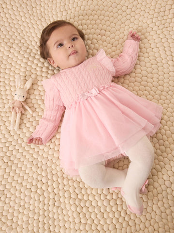 Baker by Ted Baker 2 Piece Pink Knitted Mesh Dresses & Tights Set