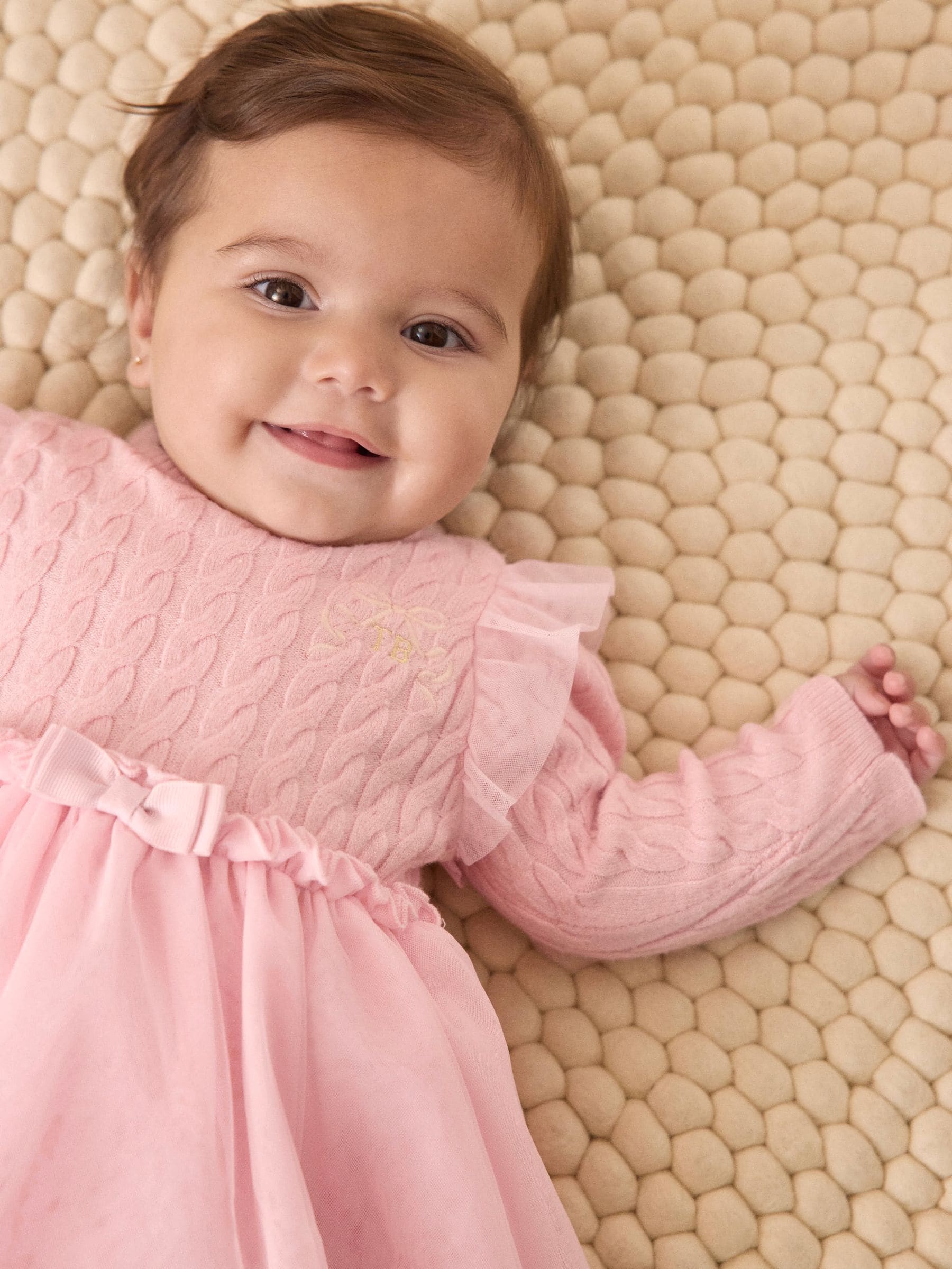 Baker by Ted Baker 2 Piece Pink Knitted Mesh Dresses & Tights Set