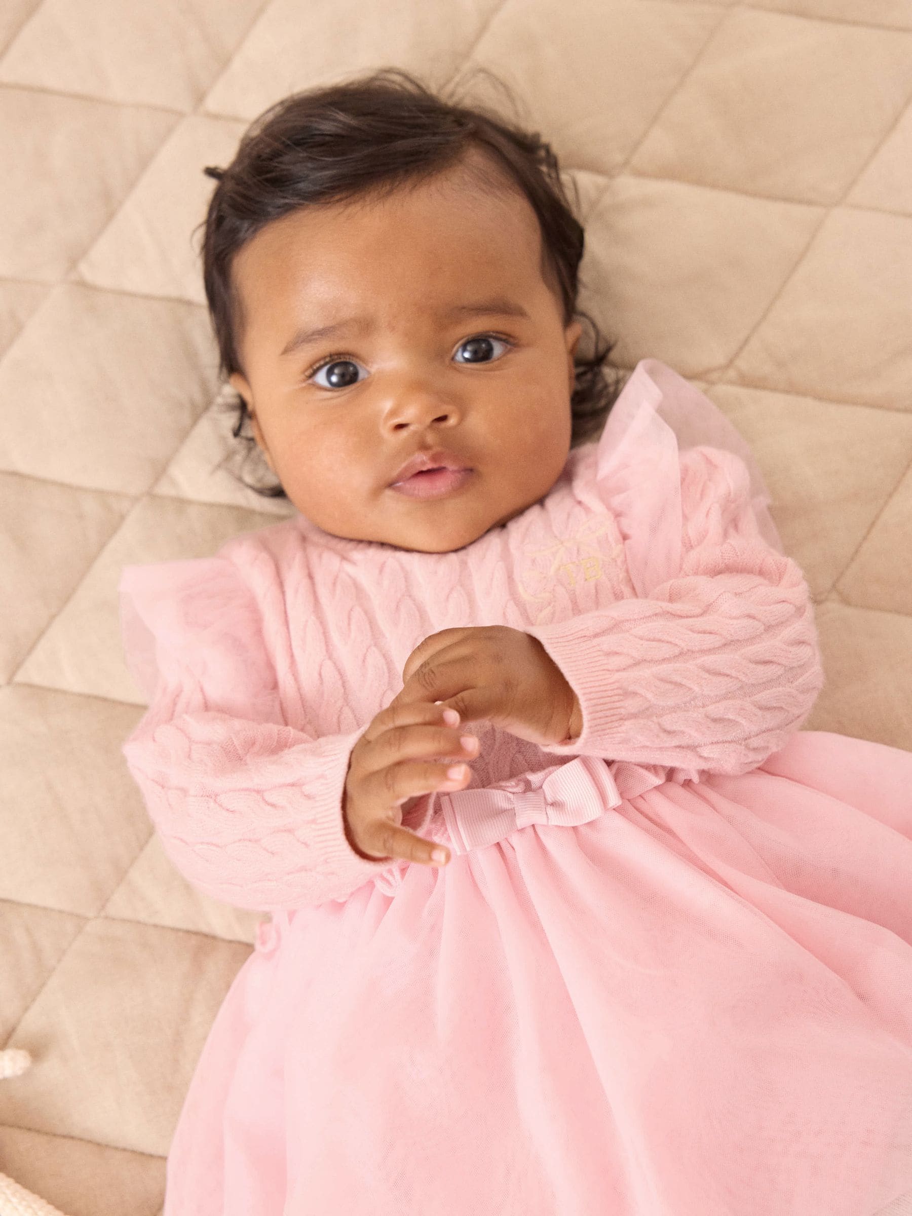 Baker by Ted Baker 2 Piece Pink Knitted Mesh Dresses & Tights Set