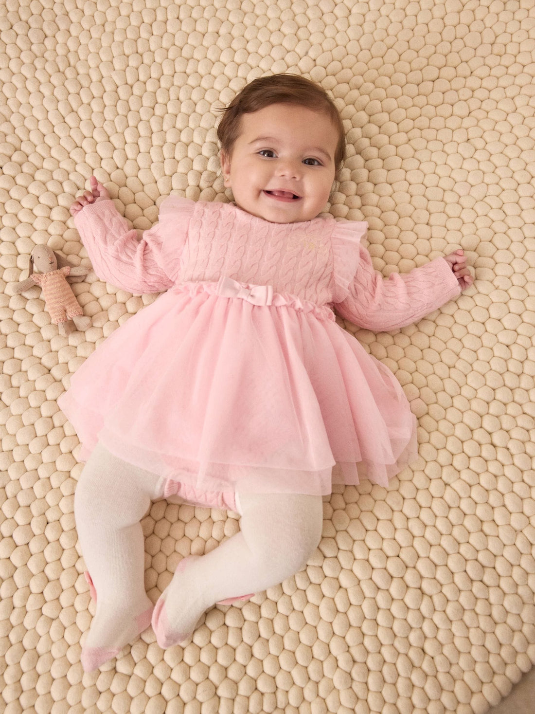 Baker by Ted Baker 2 Piece Pink Knitted Mesh Dresses & Tights Set