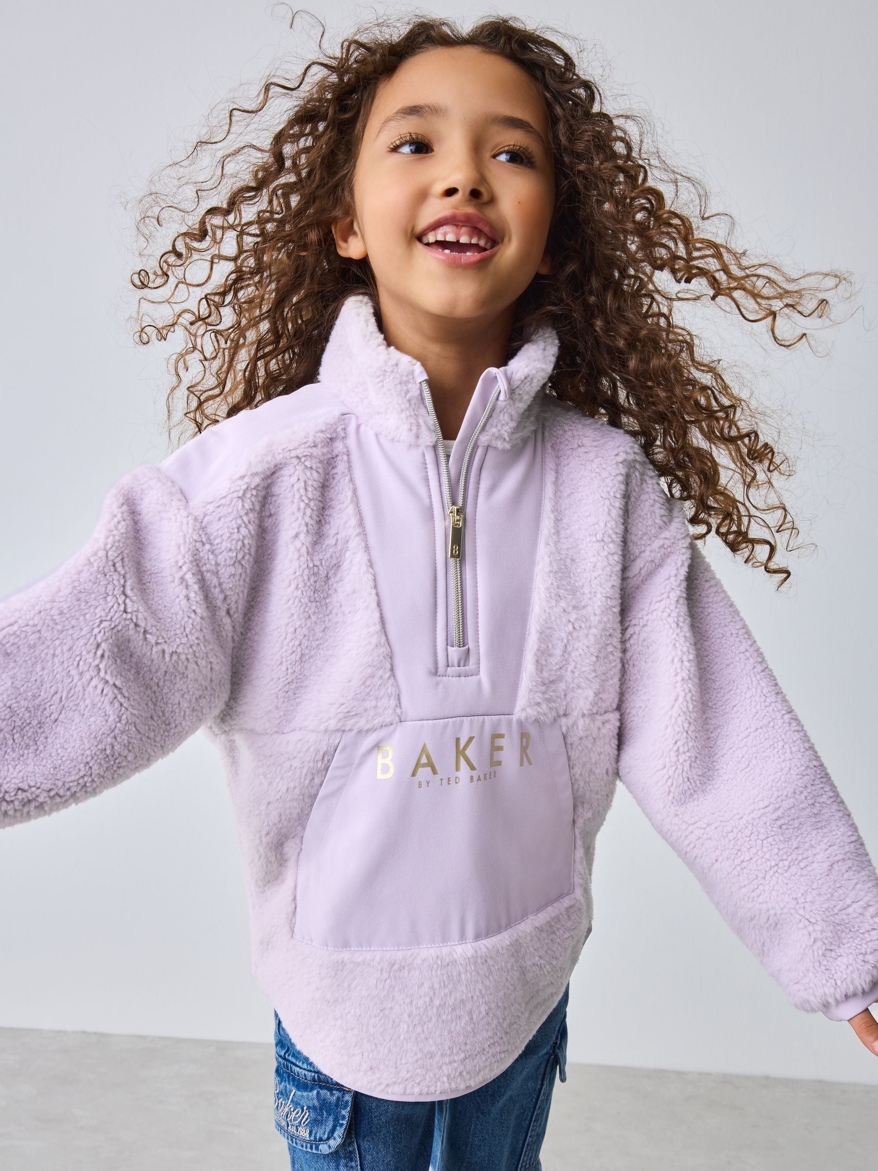 Baker by Ted Baker Lilac Purple Borg Mix Panel Fleece