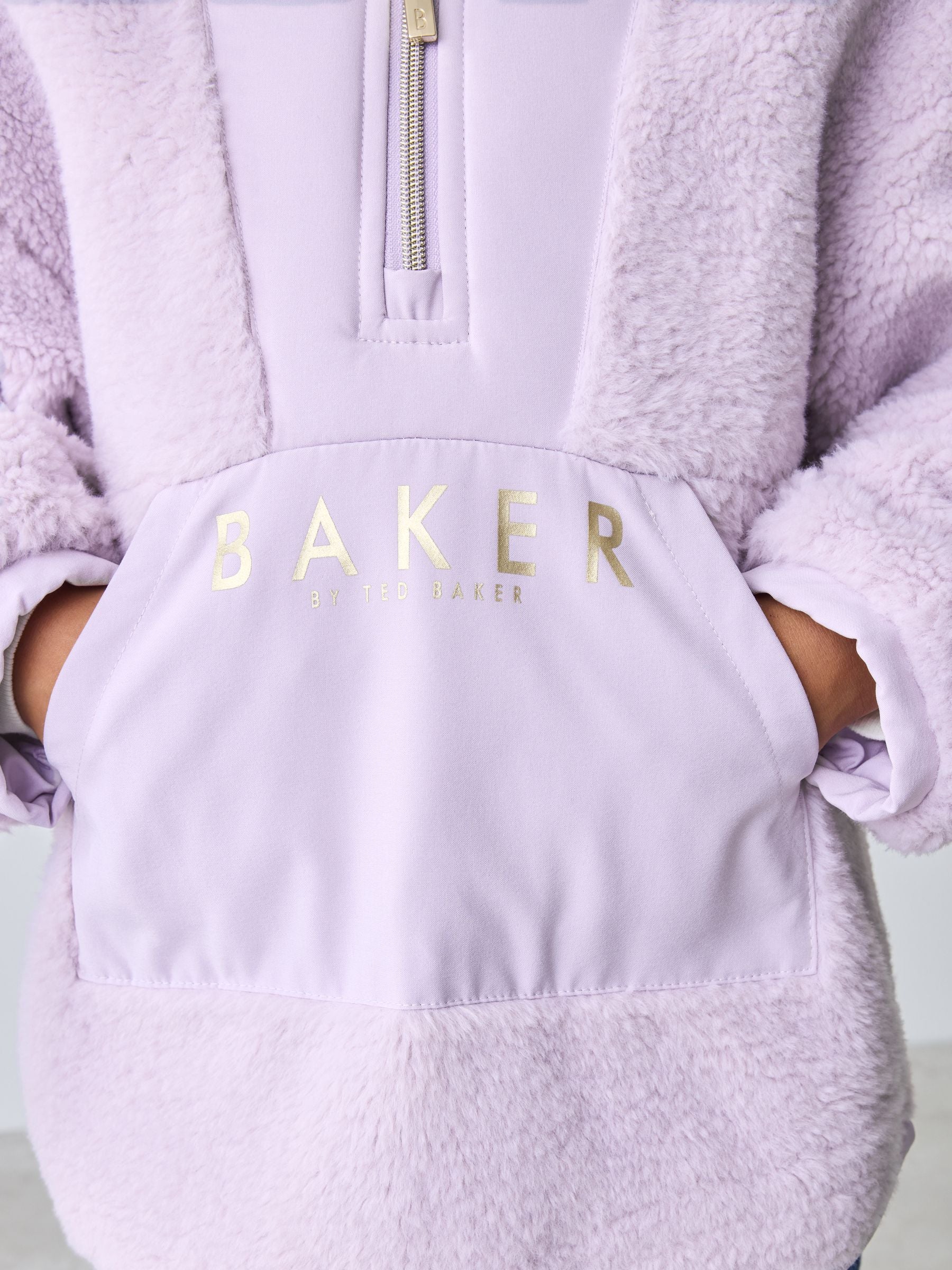 Baker by Ted Baker Lilac Purple Borg Mix Panel Fleece