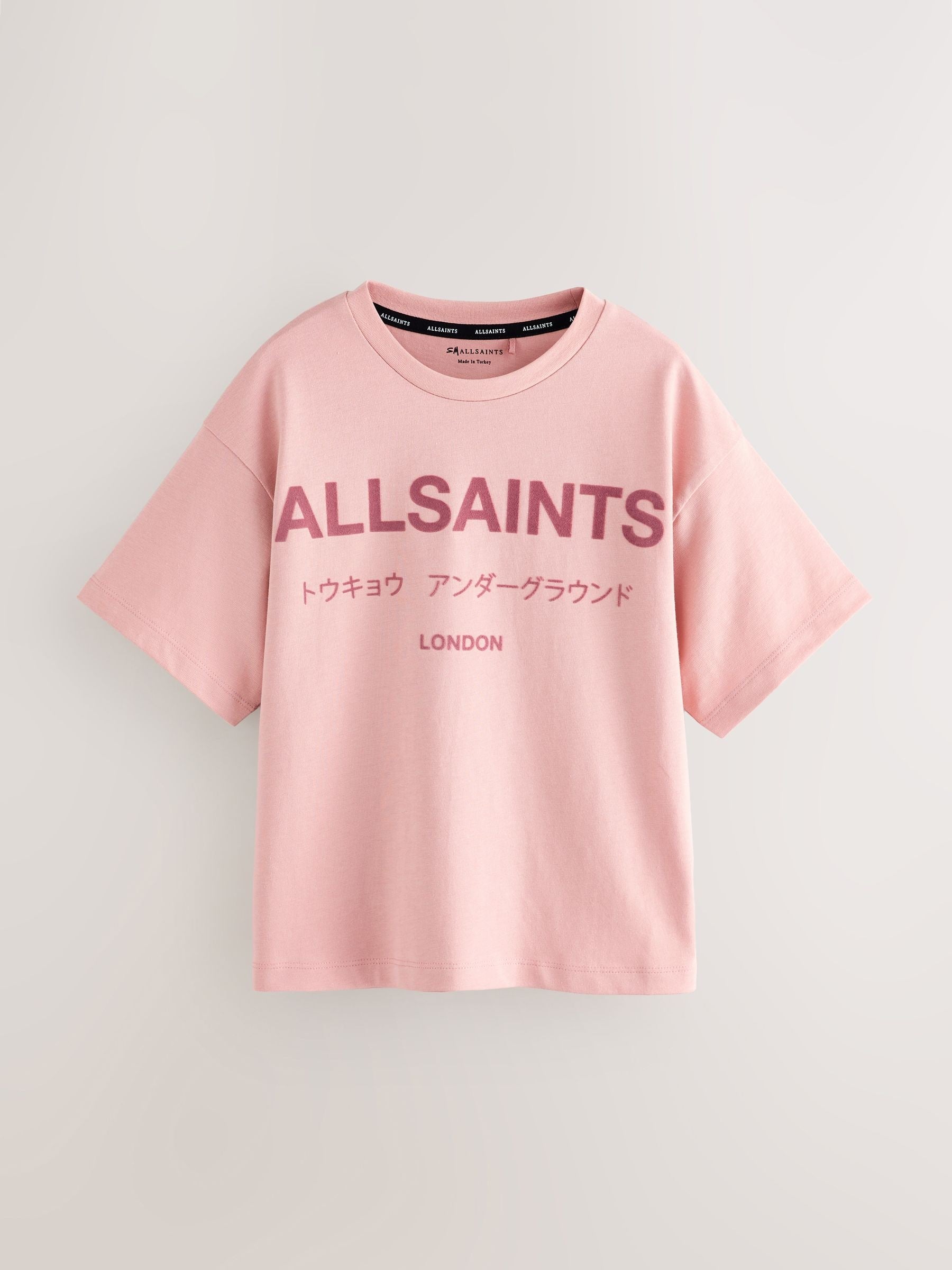 smALLSAINTS Mid Pink Oversized Girls Underground Crew T-Shirt