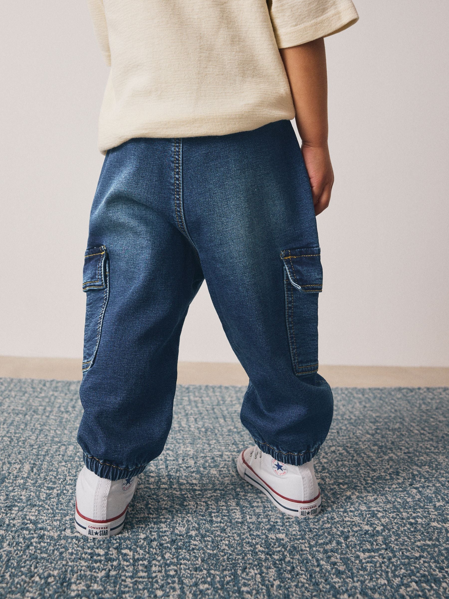 Dark Blue Comfort Stretch Wide Cargo Jeans (3mths-7yrs)
