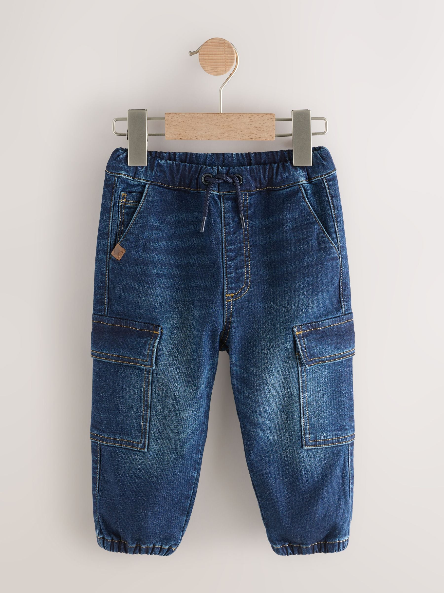 Dark Blue Comfort Stretch Wide Cargo Jeans (3mths-7yrs)
