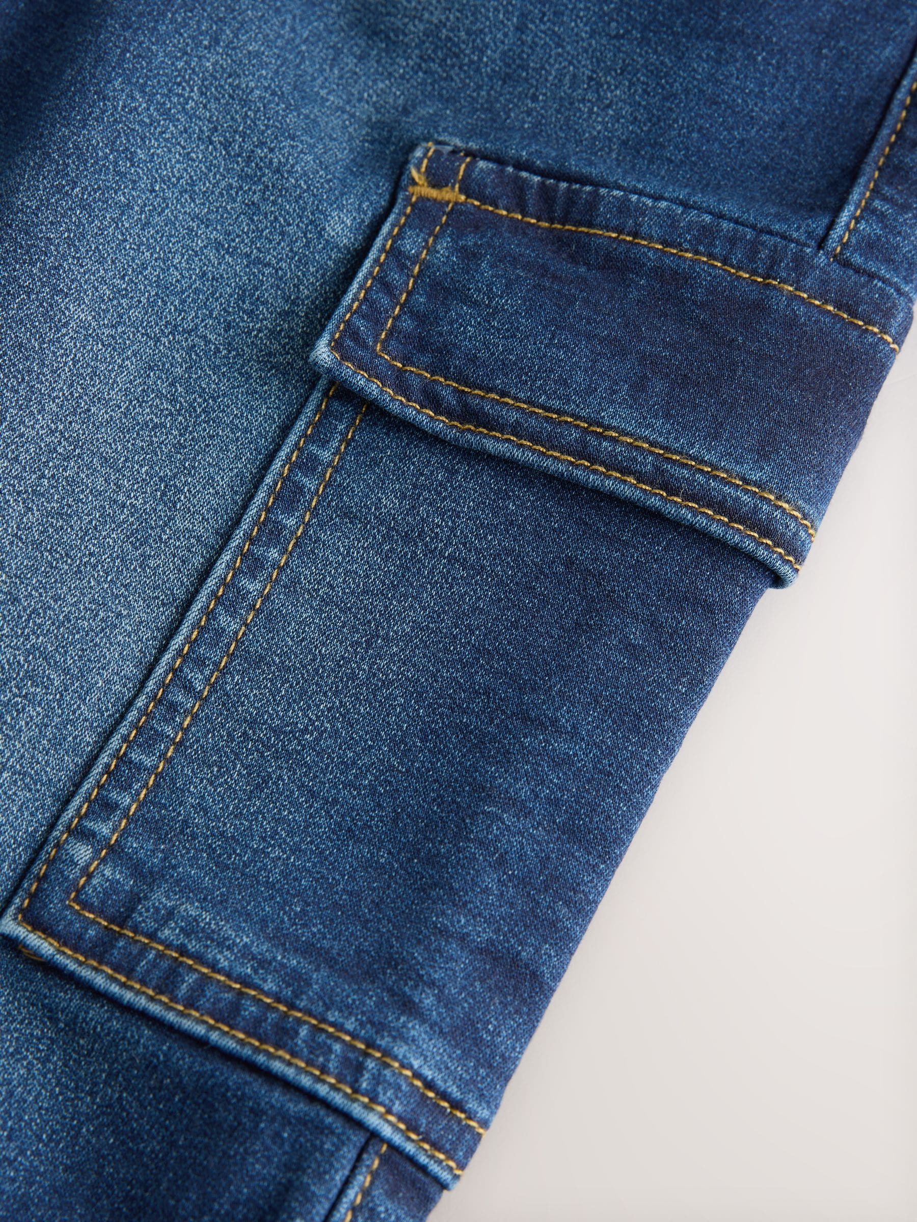 Dark Blue Comfort Stretch Wide Cargo Jeans (3mths-7yrs)