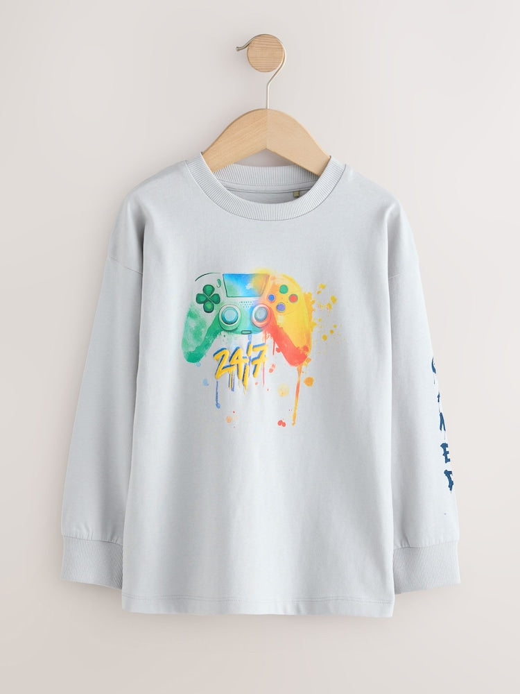 Navy/Grey/Red Gamer Relaxed Fit Graphic Print Short Sleeve T-Shirts 3 Pack (9-12 months)