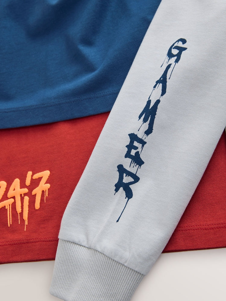 Navy/Grey/Red Gamer Relaxed Fit Graphic Print Short Sleeve T-Shirts 3 Pack (9-12 months)