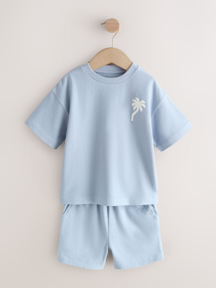 Neutral/Blue/White Cactus Short Sleeve T-Shirt and Shorts Set 3 Pack (3mths-7yrs)