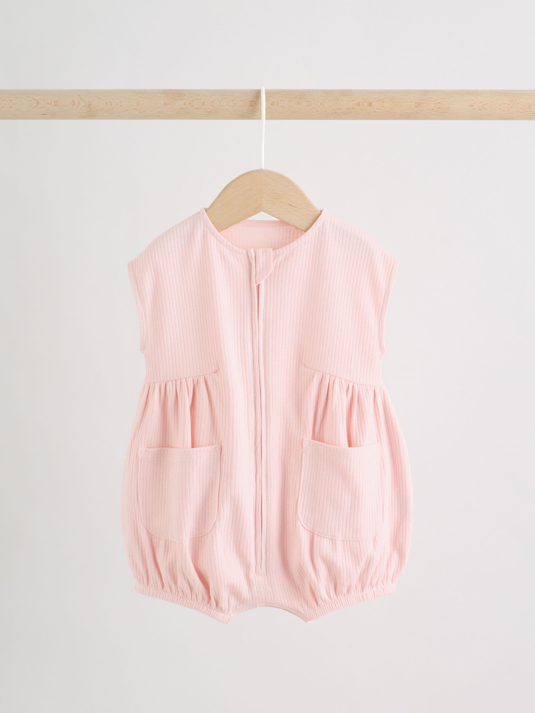 Pastel Colour Zip Through Baby Rompers 3 Pack