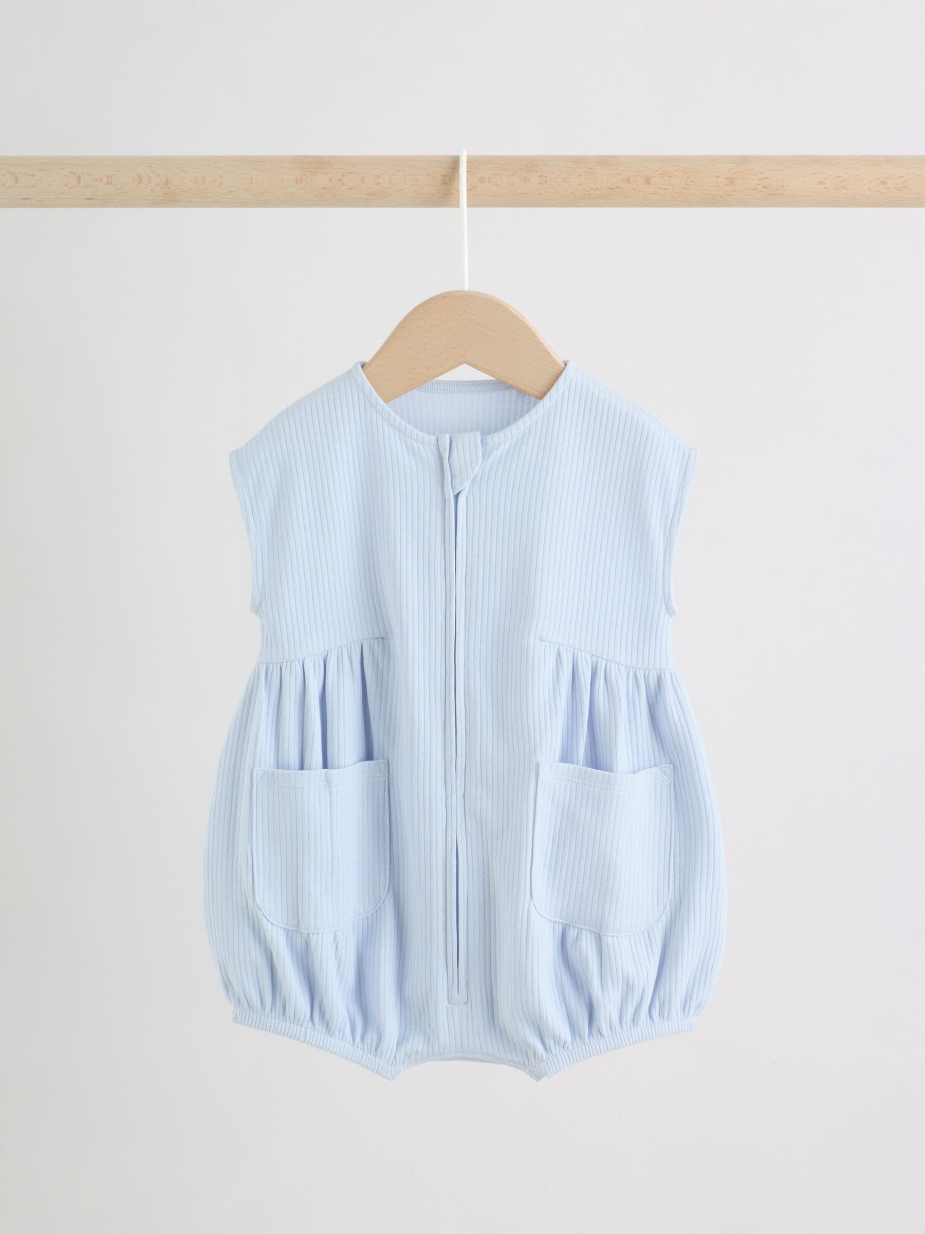 Pastel Colour Zip Through Baby Rompers 3 Pack