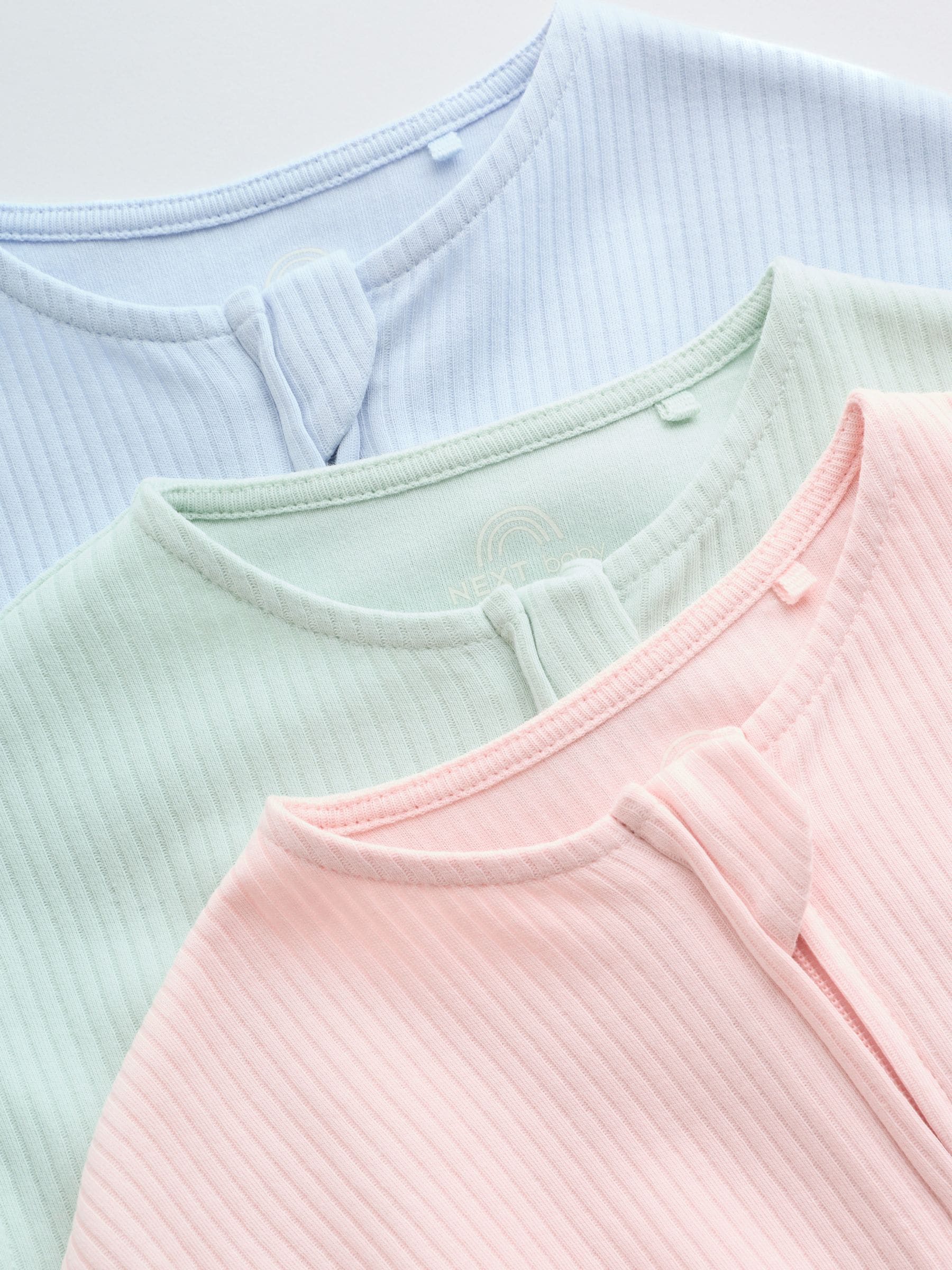 Pastel Colour Zip Through Baby Rompers 3 Pack